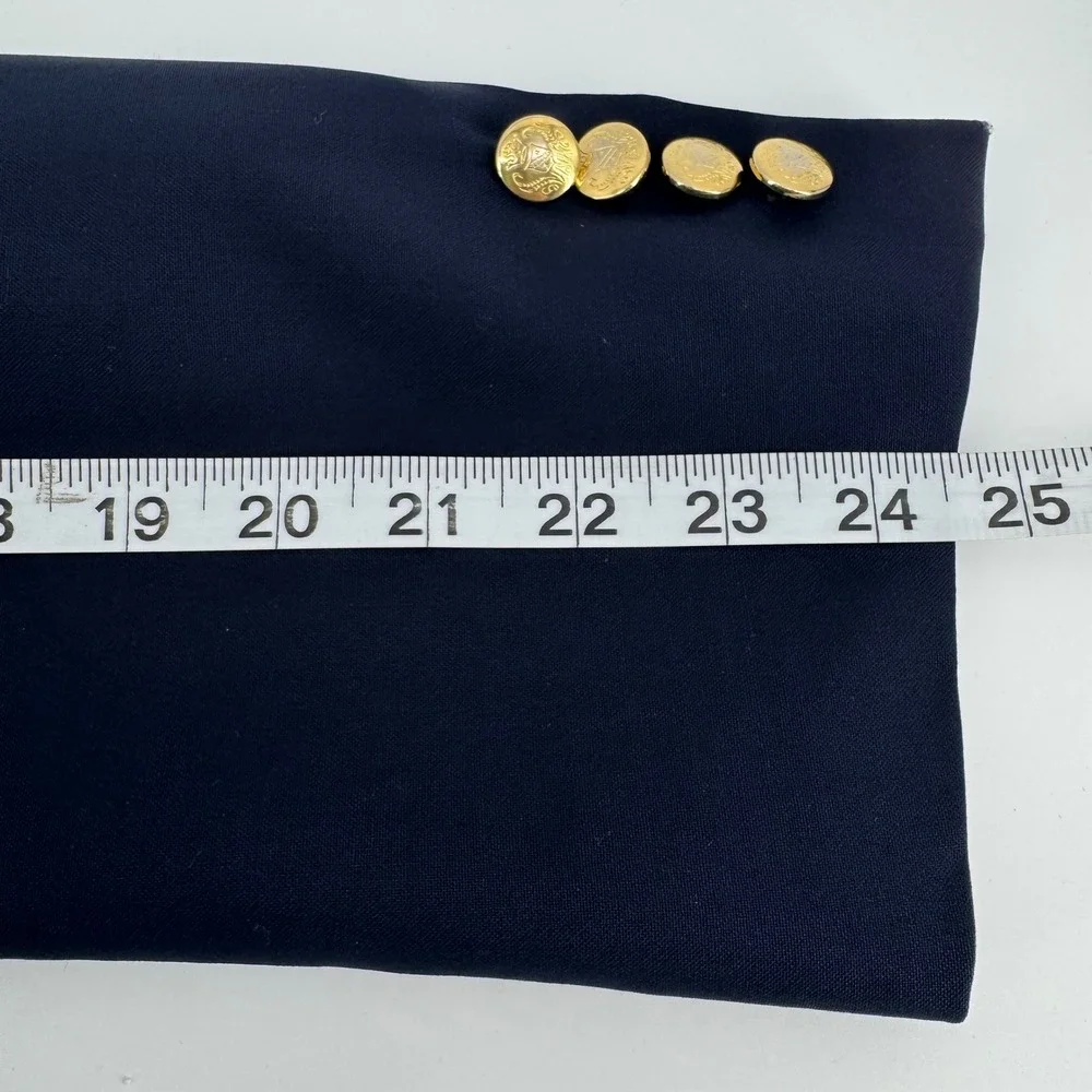 Hart Schaffner &‎ Marx Blazer Mens 42L Navy Blue Wool Gold Crest Button Jacket